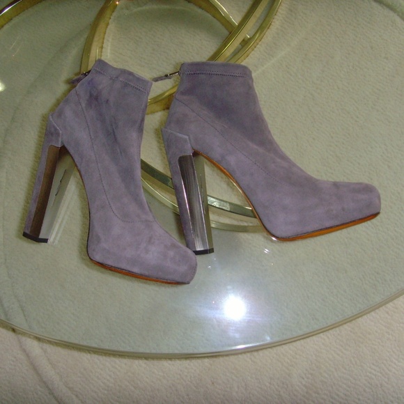 Brian Atwood Grey/Gray Suede High Heel Ankle Boots (8) - Picture 5 of 16